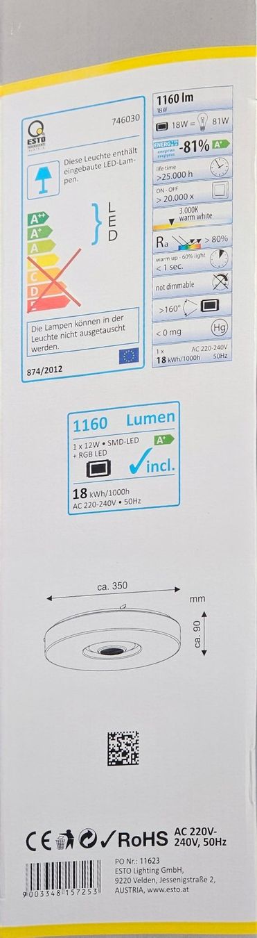 Lampadari & plafoniere: LED Deckenlampe mit Bluetooth Steuerbar, RGB NEU – Nuovo e nell'imballaggio originale da Weiach venduto da SureshN 1