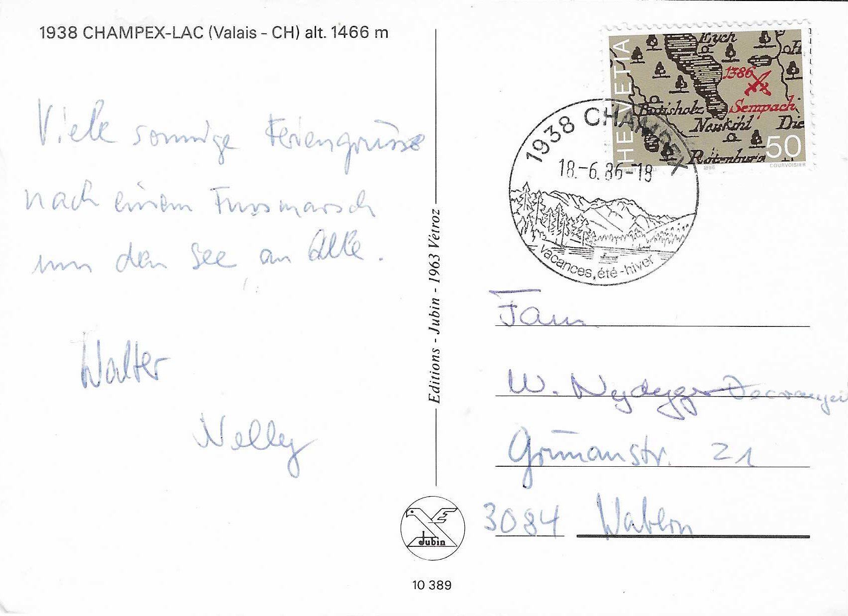 Ansichtskarten: Champex-Lac VS – Gebraucht aus Rothrist von Stranglehold 1