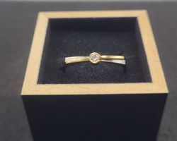 18 Karat 750 Bicolour Gold Ring Mit Diamant