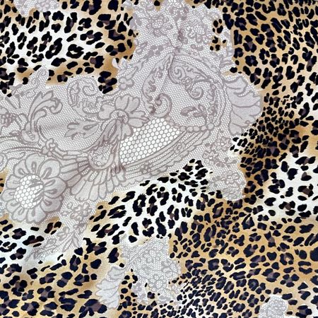 Écharpe ou foulard en soie vintage thème fauve