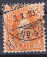 Stabstempel HABSBURG + AMB. auf Stehende Helvetia 66A 1883