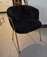 Chaise avec accoudoirs Cindy, fourrure synthétique, noir 