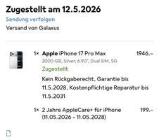 Apple iPhone 17 Pro Max 2TB -Gratis Video-Fotozubehör