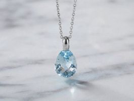 Zarte Aquamarin Silber 925 Anhänger - Neu