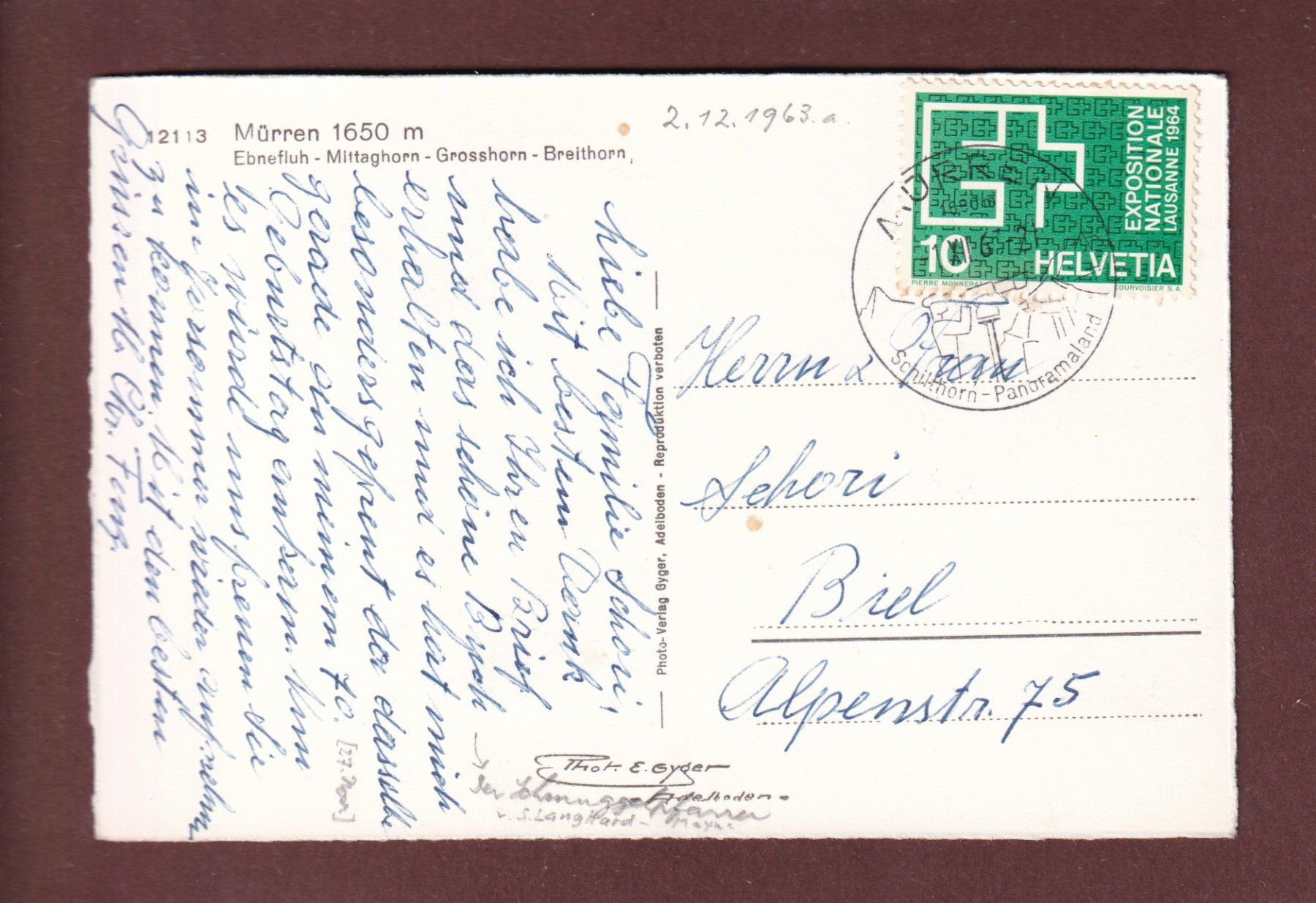 Ansichtskarten: MÜRREN - 1963 – Gebraucht aus Pully von nicecards-shop 1