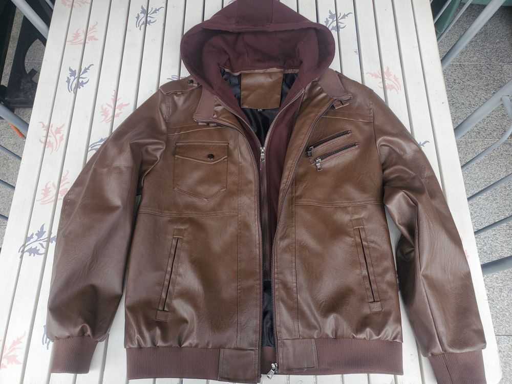 Stehkragenjacke Herren Kunstleder - Winddichter Trenchcoat Mit Gürtel