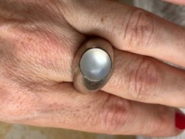 Vintage Silber Ring mit Mondstein (Grösse 62)