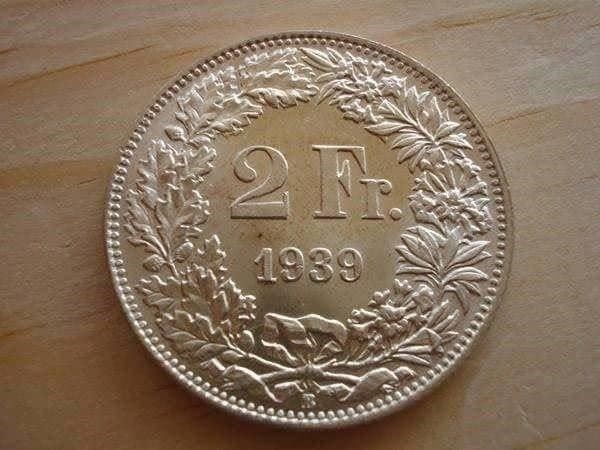 Tutti le monete: (C2) 2 Franken 1939  STGL – Usato da Erlach venduto da Net-Coins
