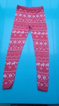 Leggings mit Weihnachts Motiv  rot  Gr. 122/128   6-8 Jahre