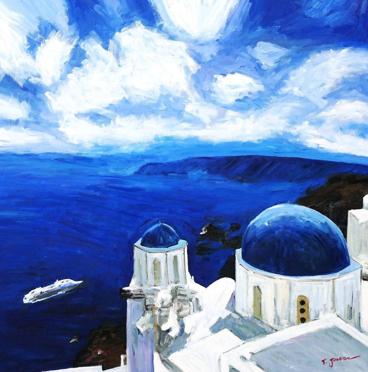 Riproduzioni & Creazioni: Modern Art - Kirche auf Santorin – Nuovo (secondo la descrizione) da Larnaca venduto da KunstDepot24