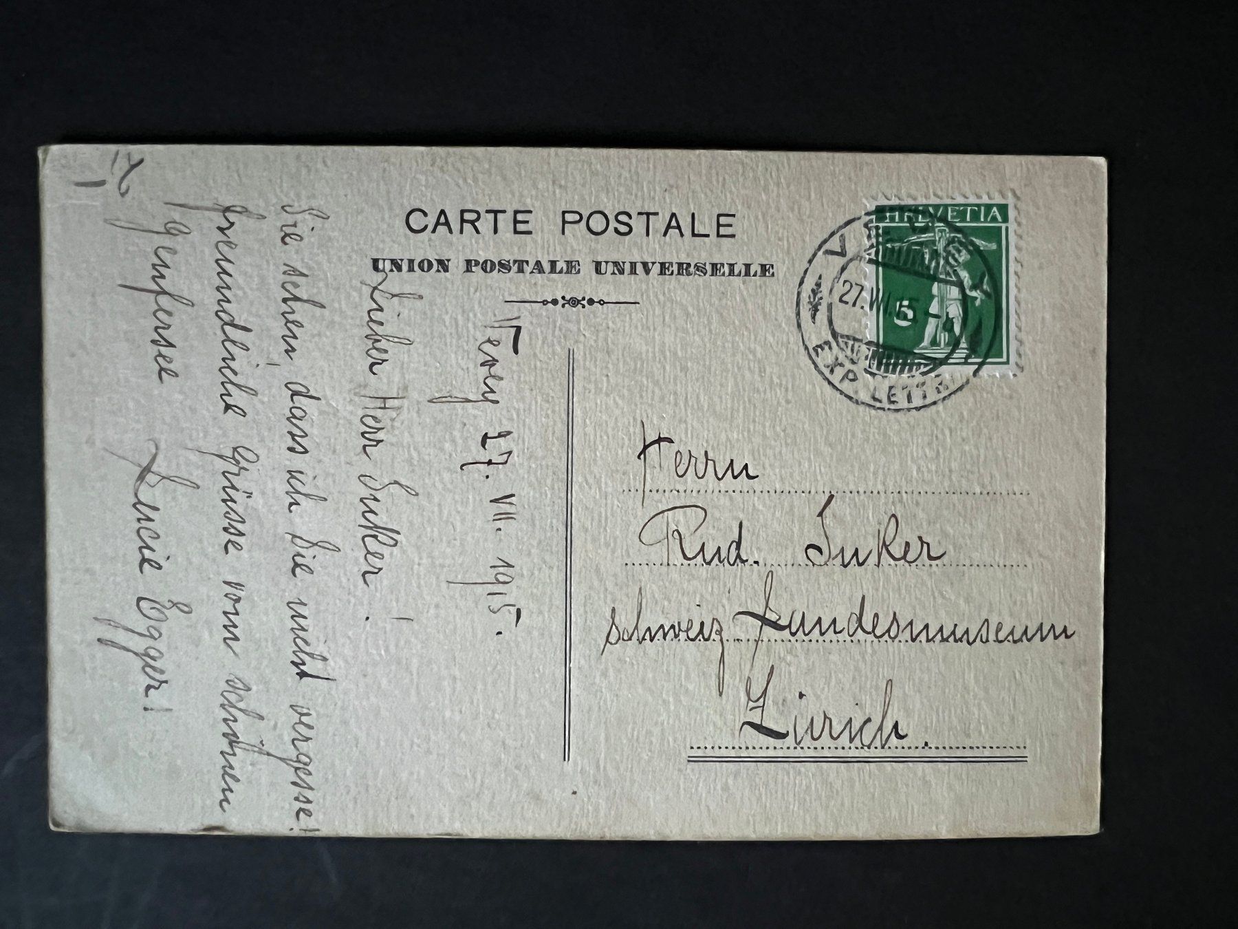 Cartoline postali: PostkarteSegelboot Gemälde  1915 (P113) – Usato da Hinwil venduto da Sidi4 1