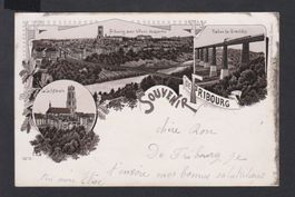 Fribourg   -   alte Litho - Ansichtskarte von 1899