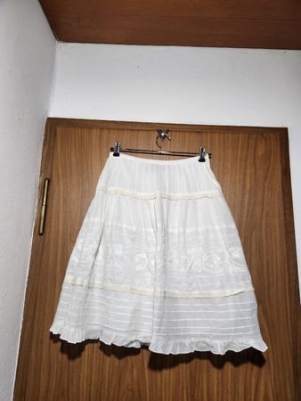 Jupe Hallhuber blanc en coton avec détails en dentelle 36
