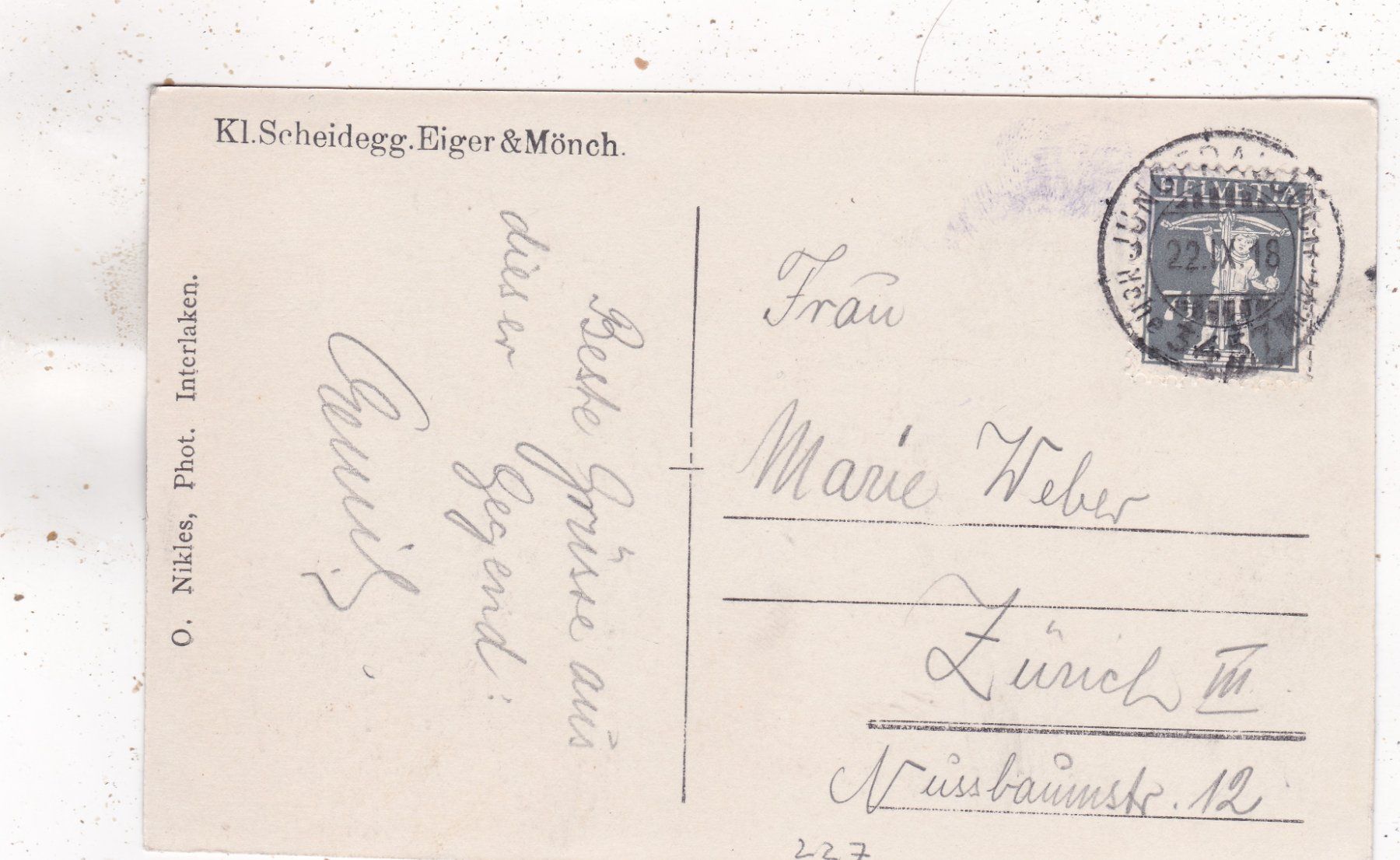Ansichtskarten: Kleine Scheidegg Eiger & Mönch 1918 – Gebraucht aus Herisau von Lisegrat2008 1