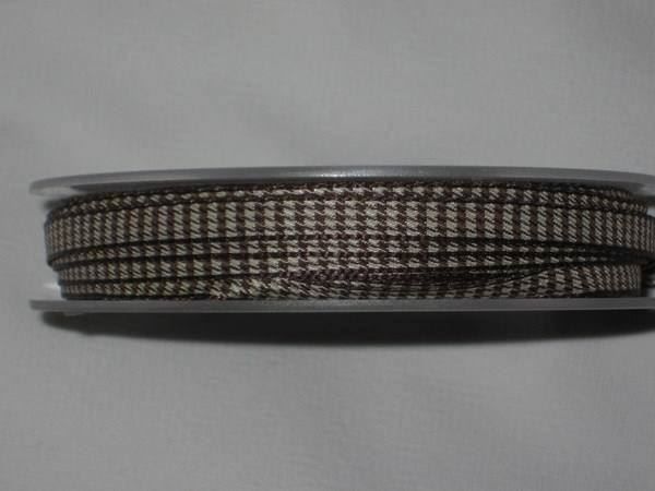 Nastri decorativi: Karoband Polyester braun/ecru 6mm breit – Nuovo e nell'imballaggio originale da Füllinsdorf venduto da Schlupp