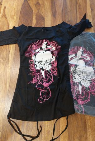 4 Vixxsin Shirt schwarz mit Totenkopf Motiv neu Grösse L