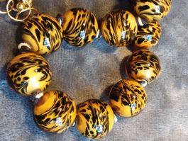 Vintage Tschechien Glas Halskette Collier, Trendy Farb Kombi