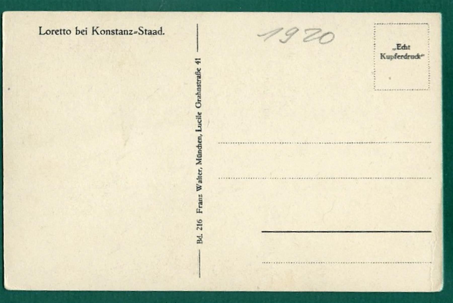 Cartoline postali: Loretto bei Konstanz-Staad, ca.1920, ungelaufen – Usato da Sargans venduto da Hausi1951 1