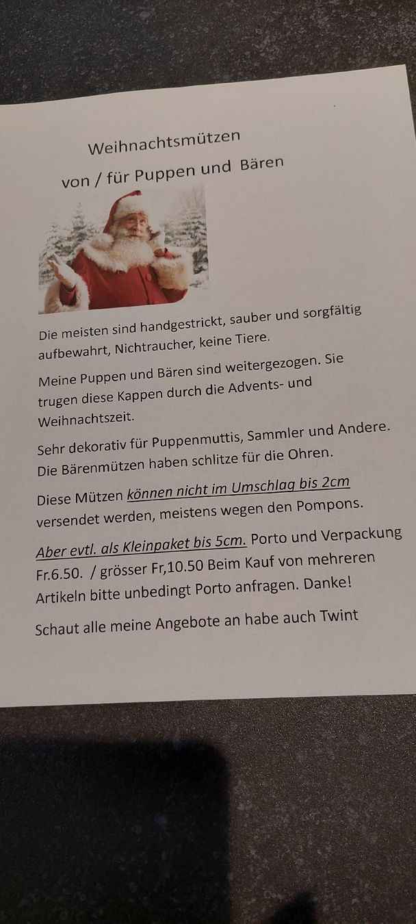 Tutte le decorazioni: Deko Weihnachts Puppenkappe  – Nuovo (secondo la descrizione) da Muri AG venduto da nindo1 7