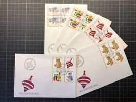 5 FDC Pro Juventute Kinderspielzeuge 1986 ET