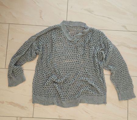 Mesh Pullover grau