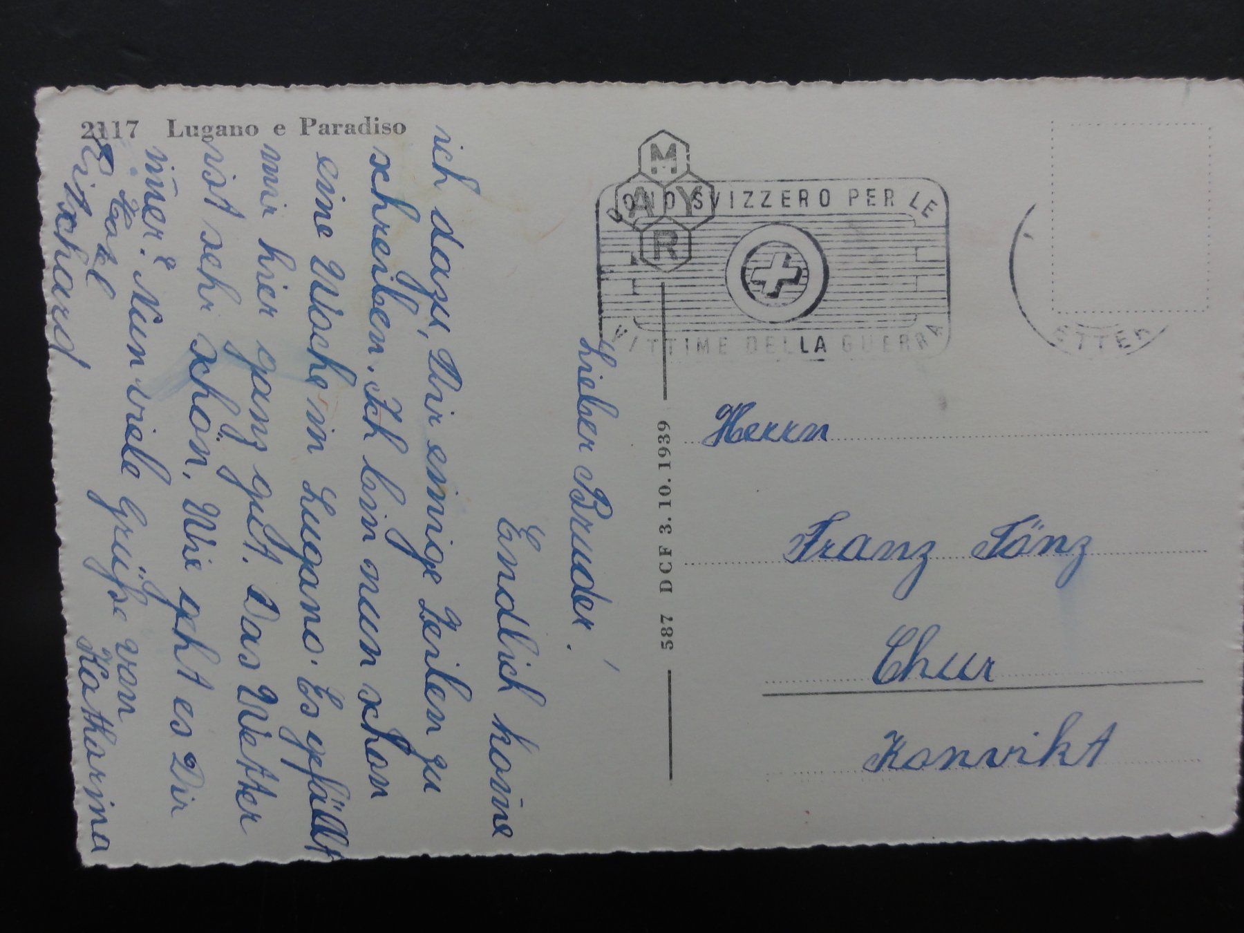 Cartoline postali: Antike Postkarte Lugano e Paradiso – Usato da Abtwil SG venduto da mutts1 1