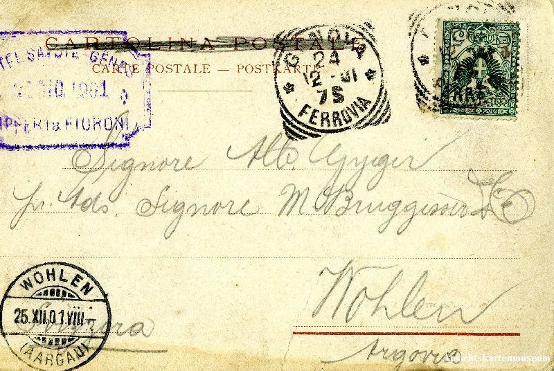 Cartoline postali: Genova - Panorama Città e Porto + 1901 – Usato da Emmenbrücke venduto da teestube 1
