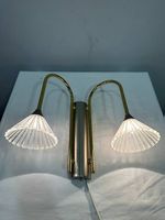 Vintage Wandleuchte, Doppelarm und Glas Schirmen, ca. 80er