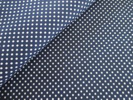 50cm Baumwollstoff Dunkelblau / Weiss / Popeline / Punkte