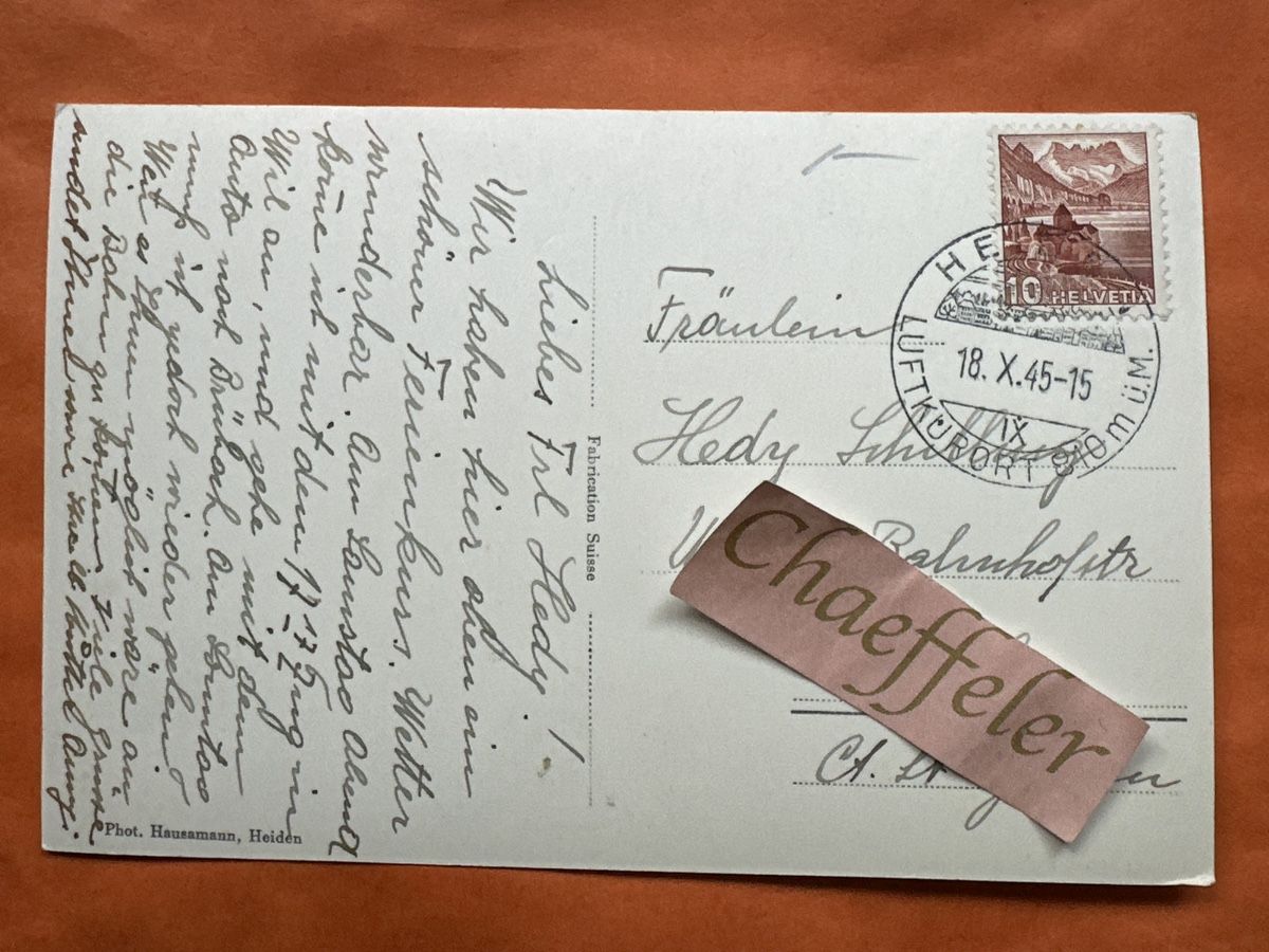 Ansichtskarten: 1945 Ferienheim Benzenrütli Heiden AR  – Gebraucht aus Zürich von Chaeffeler 1