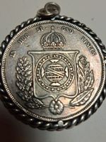 Alte Brasilianische SilberMünze von 1858 als Anhänger,