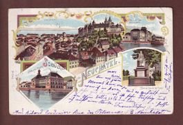 Souvenir de NEUCHÂTEL - 1901 Litho // plis d'angle //