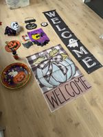 Halloween Dekorations - Set Gartenflahnen Ballone Türschild