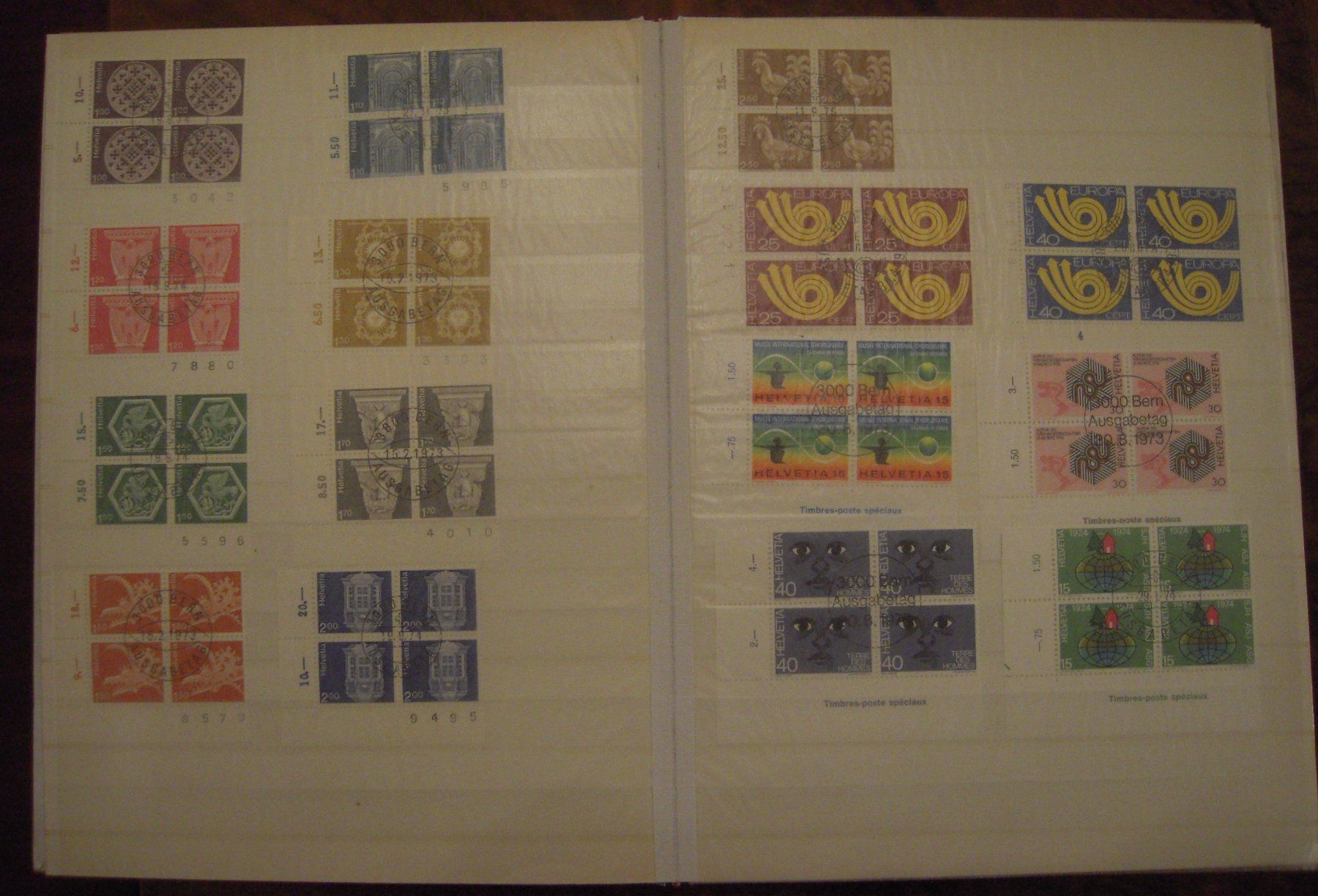 Tutti i francobolli: Viererblocks Schweiz 1970-1978, gest. meist FD – Usato da Stallikon venduto da Saentis2014 4