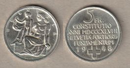5 Franken Gedenkmünze 1948 Verfassung