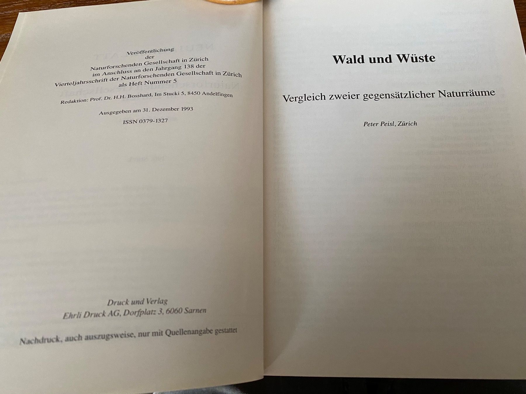 Libri: Wald und Wüste Peter Preisl – Usato da Zürich venduto da 2013tg 3