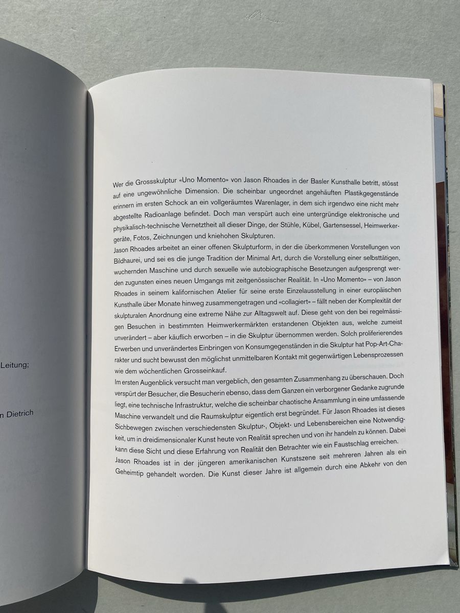 Libri: Jason Rhoades: Kunsthalle Basel 1996 Exhibition Book – Usato da Zürich venduto da lesgarcons 5