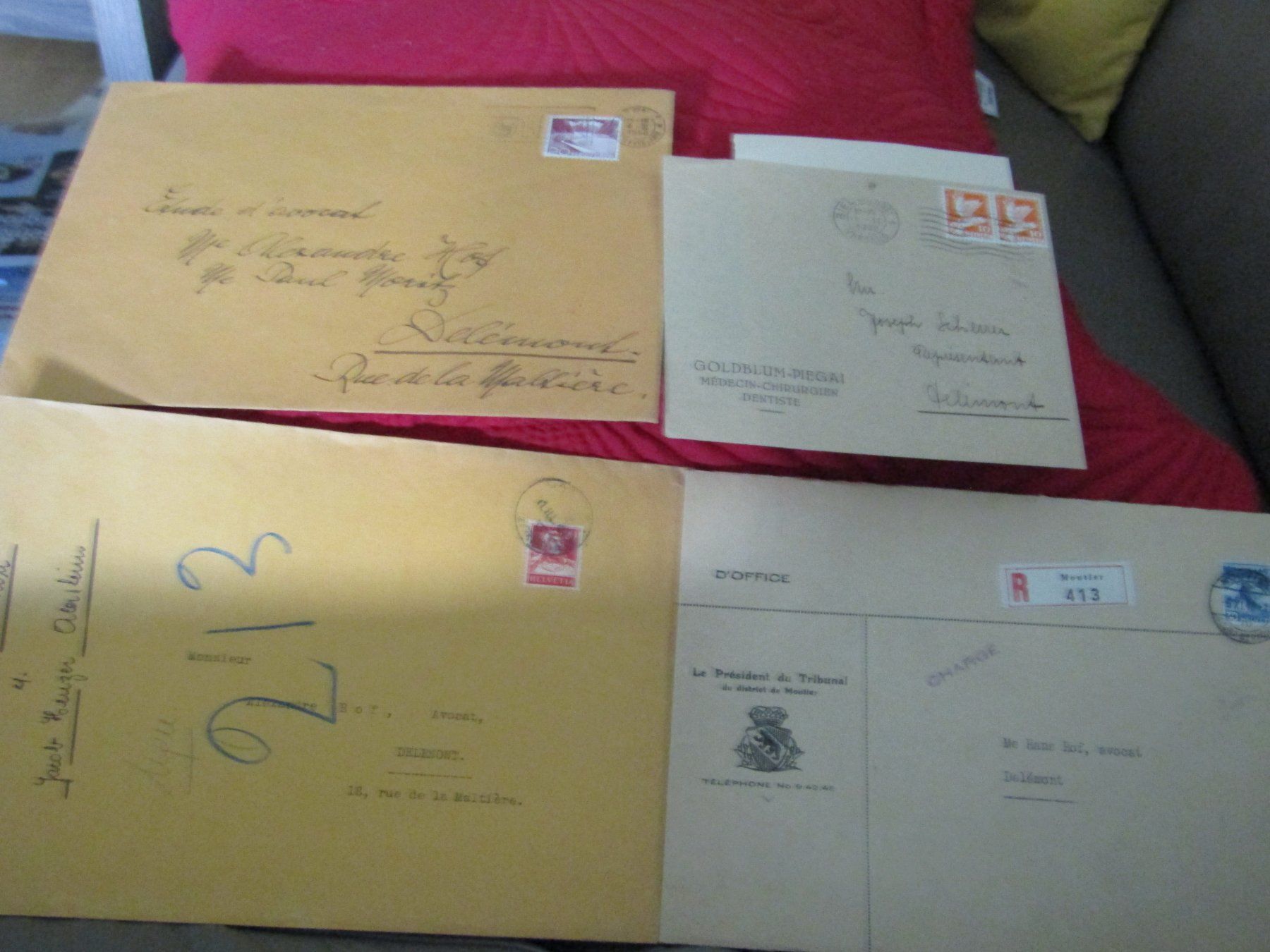 Buste & buste per spedizione: 4 enveloppes affranchies dès 1932 – Usato da Delémont venduto da mamygateau
