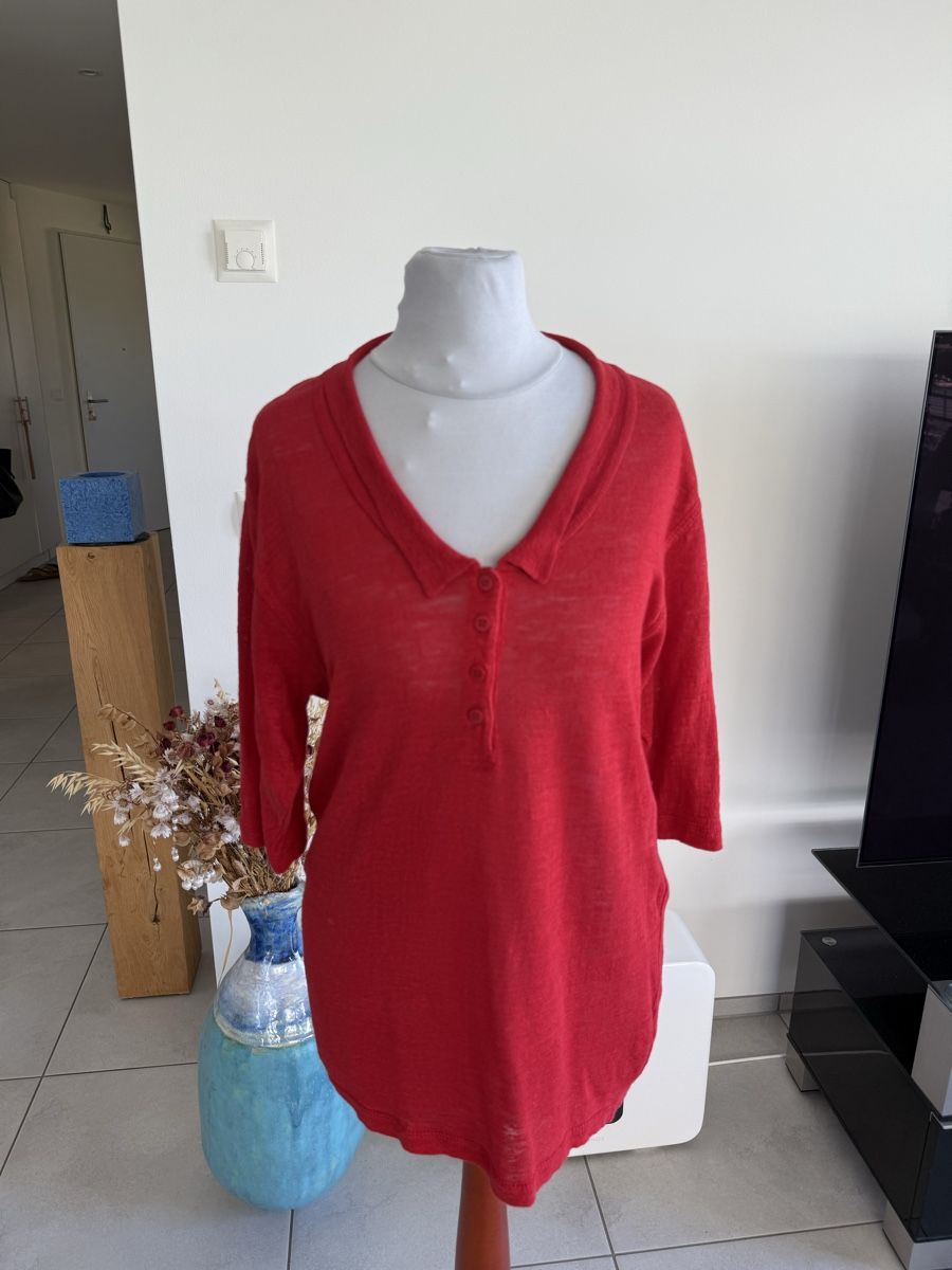 Blusen: UMBERTO GINOCCHIETTI Pullover rot Grösse M 100% Leinen – Neu (gemäss Beschreibung) aus Nänikon von Monimos