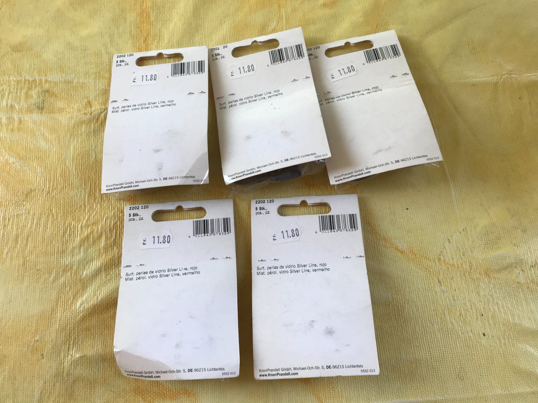 Perle (finte): LOT GLASPERLEN-MIX SILVER LINE ROT – Nuovo e nell'imballaggio originale da Ostermundigen venduto da wini63 1