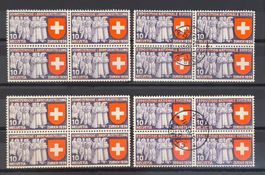 Schweiz 1939 Landi Zürcher Landesausstellung 4er-Blöcke 3 Sp
