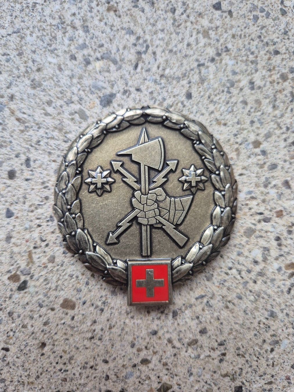 Schweizer Armee Plaketten & Abzeichen: *** Beretemblem silber *** – Neu (gemäss Beschreibung) aus Riedholz von fr_sIruP