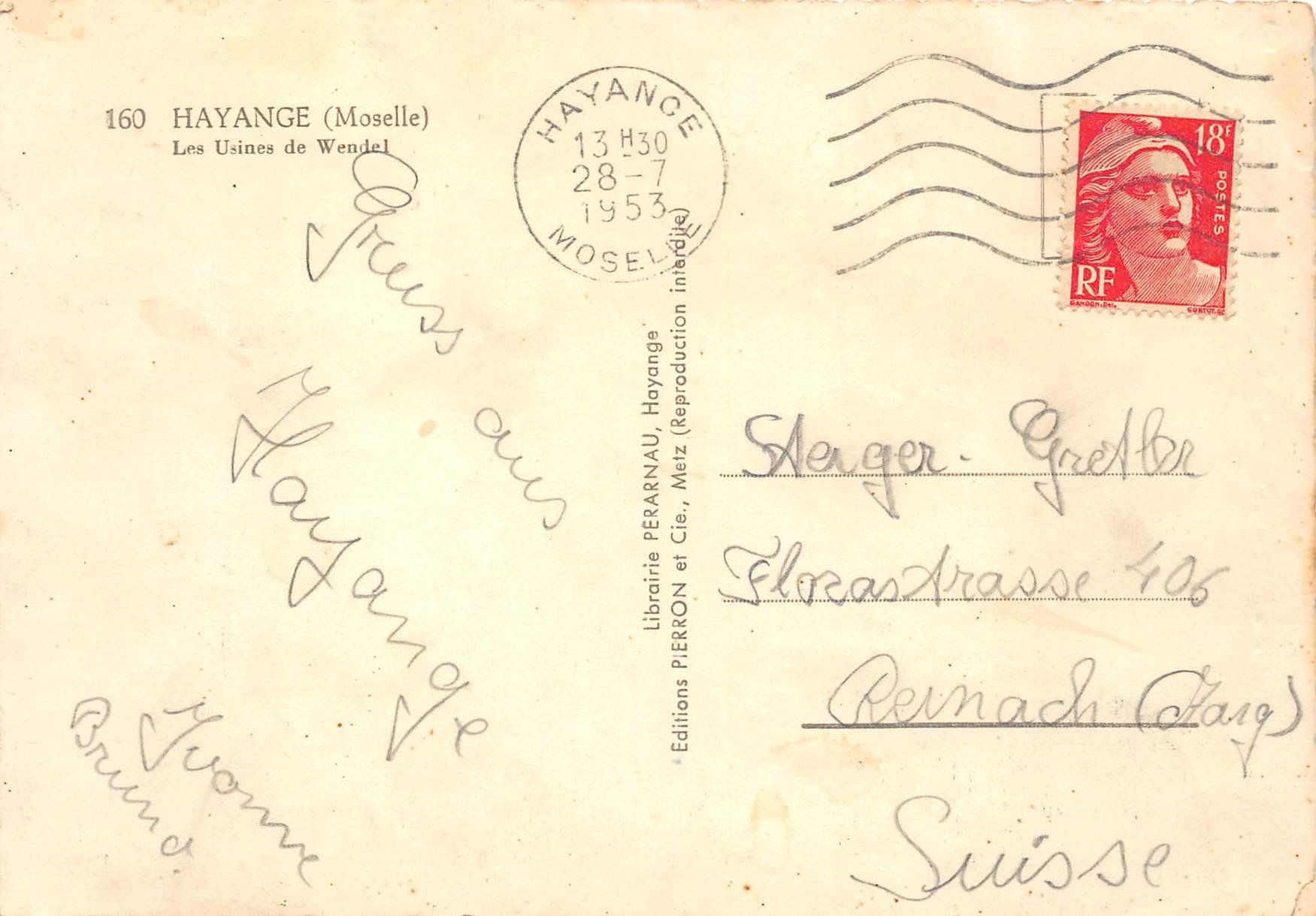 Cartoline postali: Hayange, Stahlwerke von Wendel – Usato da Ottikon b.Kemptth. venduto da Neptun1974 1