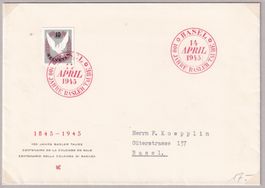 Blockausschnitt W22 auf Ersttagbrief 14.April 1945 BASEL RAR