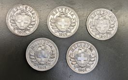 5 x 2 Rappen 1942 - 46 (Zink)