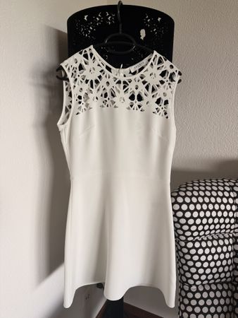 Sandro Paris White Laser Cut Dress 
