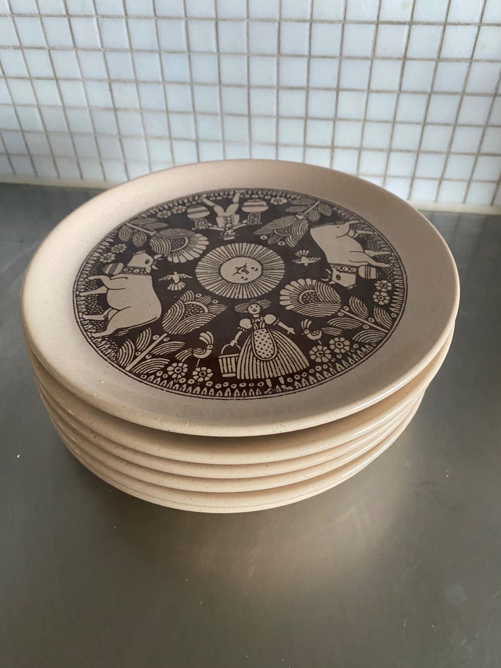 Piatti: 6x Teller Käse- Raclette, Designklassiker 70er – Usato da solothurn venduto da soko75 2