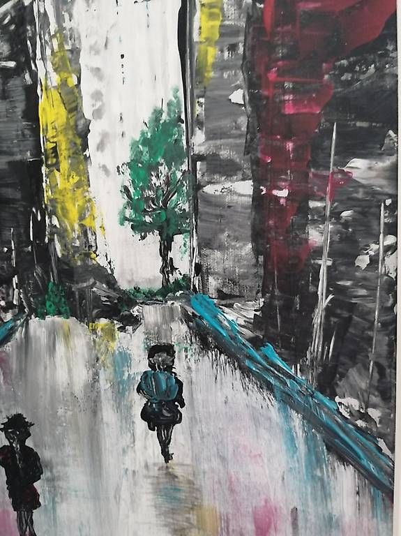 Dipinti: Acrylbilder Stadt nach Regen – Usato da Schaffhausen venduto da Sommerwind67 3