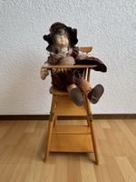 Antike Puppe mit Stuhl, Holz, Sammlerstück, Top Zustand