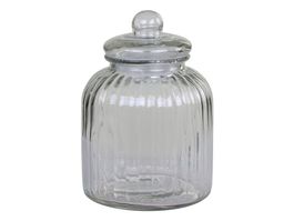 Chic Antique Aufbewahrungsglas mit Rillen, Höhe 26 cm